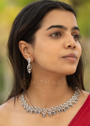 Hithara's American Diamond set - Black and White stones with Earrings