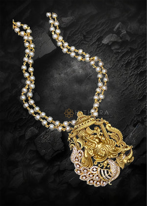 Ganesha Pendant set with Pearl chain  Necklace