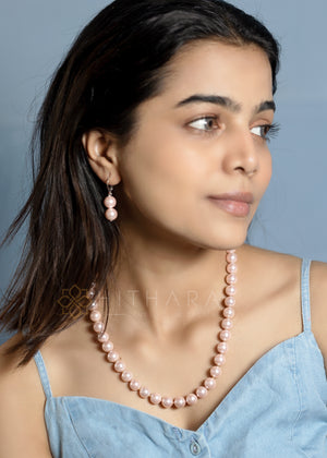 Hithara's Shell Pearl Necklace, Pink