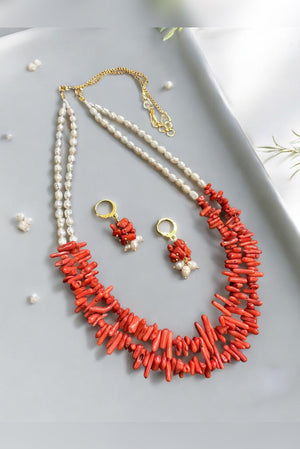 Fresh Water Pearls & Coral Reef Necklace